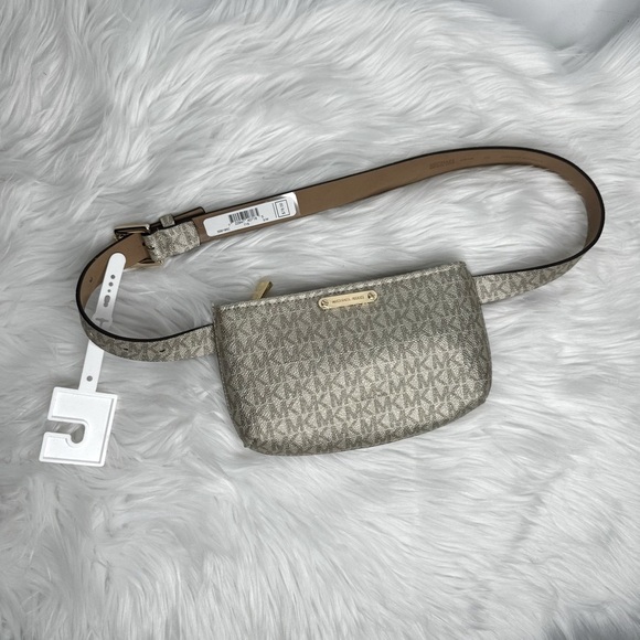 MICHAEL Michael Kors Gold Metallic Logo Belt Bag NWT S/M - Picture 1 of 9